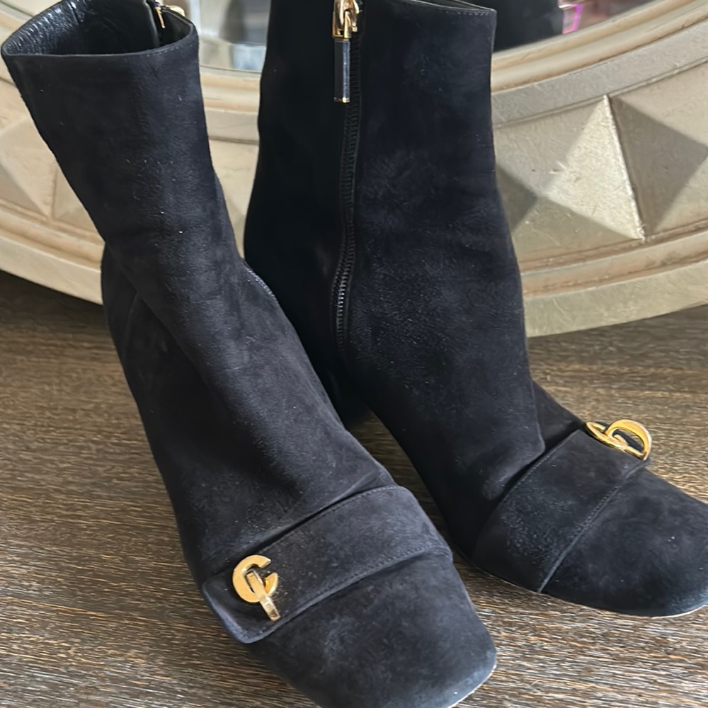 Christian Dior black seude boots